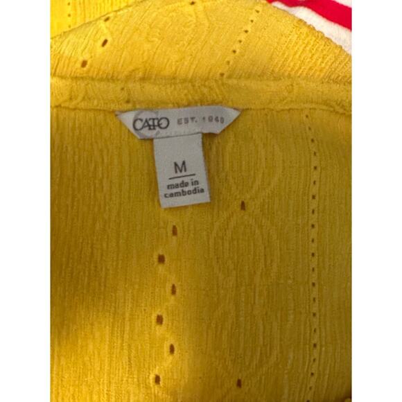 Cato Yellow Eyelet Cable Knit-Look Top – Size M - Picture 3 of 5